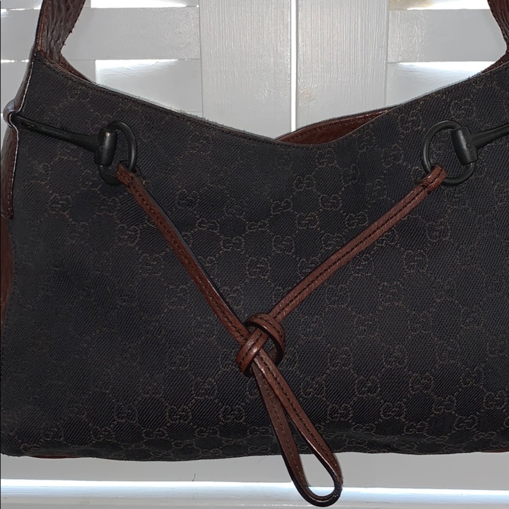 Vintage Gucci GG black canvas & leather Handbag